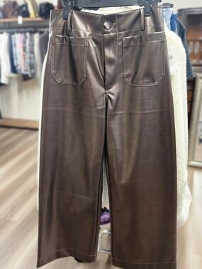 MAEVE Faux Leather Wide Leg Pants